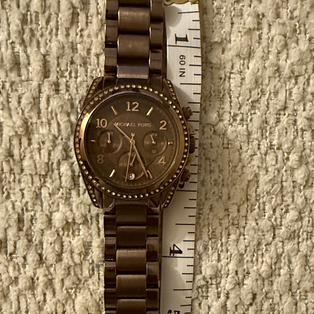 Michael Kors Dark Brown Watch with Crystal Bezel